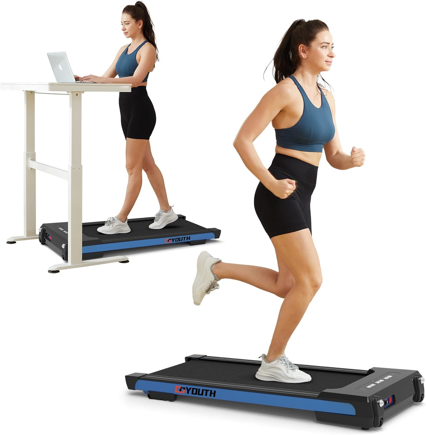 GOYOUTH 2 in 1 Under Desk Electric Treadmill
